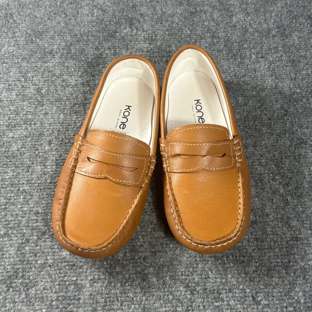 Kone Boys Leather Penny Loafers EU 35 US 2.5 Tan Driving Moccasins Peru